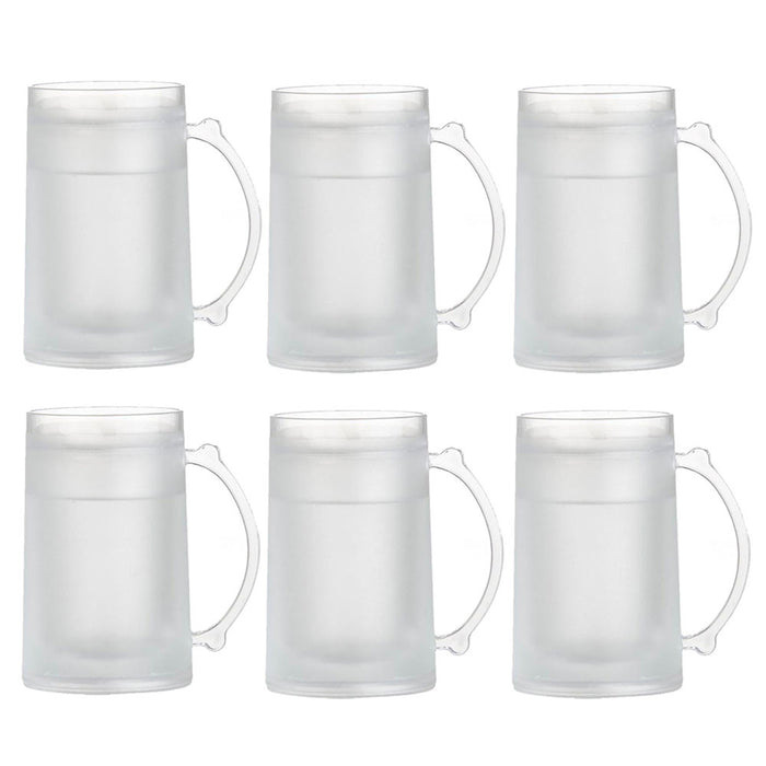 6 Pack Frosty Freezer Mug 14 Oz Ice Beverage Cooling Beer Plastic Drink Cup Cold