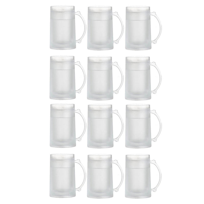12 PC Frosty Freezer Mug Plastic Drink Cup Cold 14 Oz Ice Beverage Cooling Beer