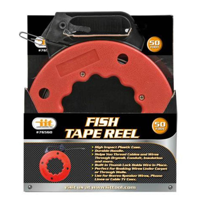 50 Foot Reach Spring Steel Cable Fish Reel Electric Wire Puller High Impact Case