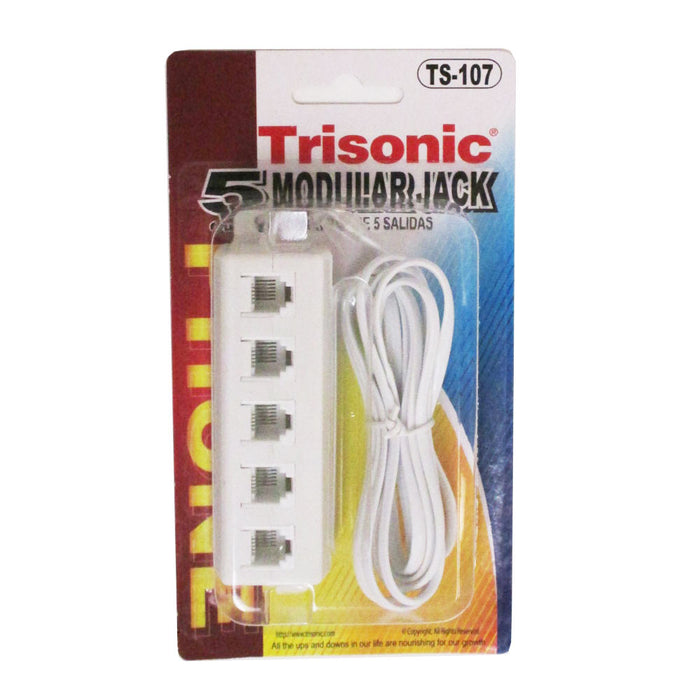 Home Telephone 5-Way Modular Outlet Landline Jack Cable Cord Wire Splitter Phone