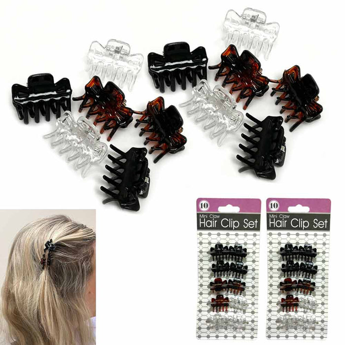 20 Pc Mini Hair Claw Clips Kids Adult Hairstyles Strong Grip Multifunction Clamp