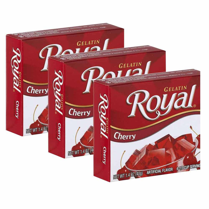 3 Pack Royal Gelatin Dessert Cherry Flavor Kids Snacks Party Jelly Shots 4.2oz