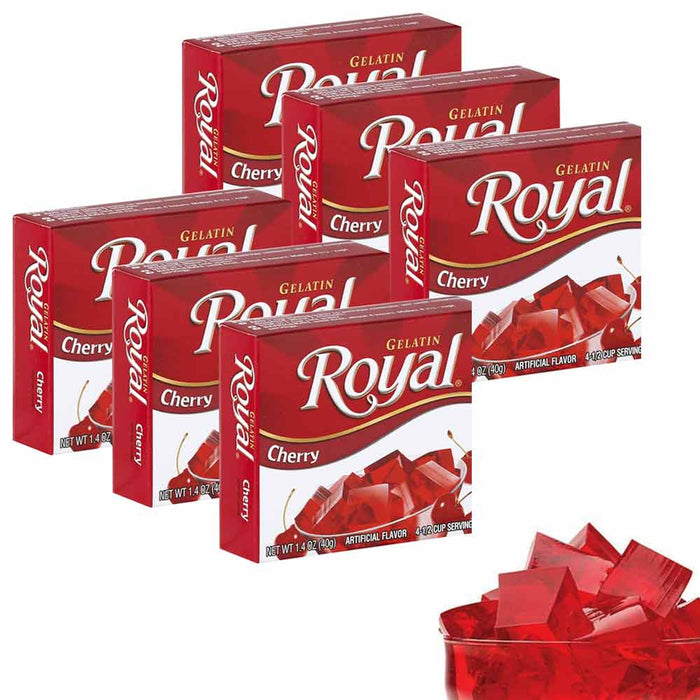 6 Pack Royal Gelatin Healthy Snacks Dessert Cherry Flavor Kids Party Jelly Shots