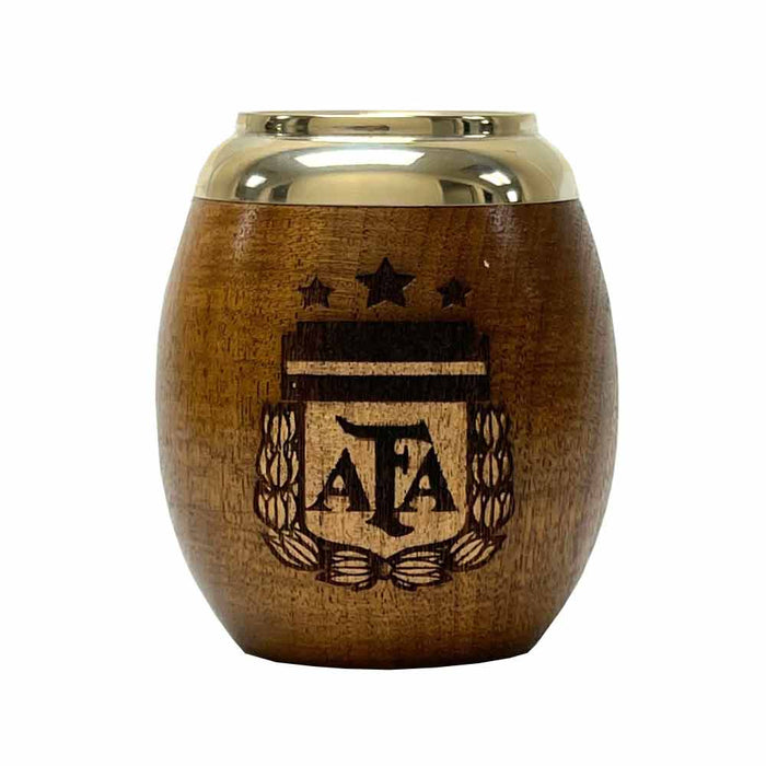 Messi AFA Mate Gourd  Algarrobo Alpaca Yerba Cup Bombilla Straw Handmade Carved