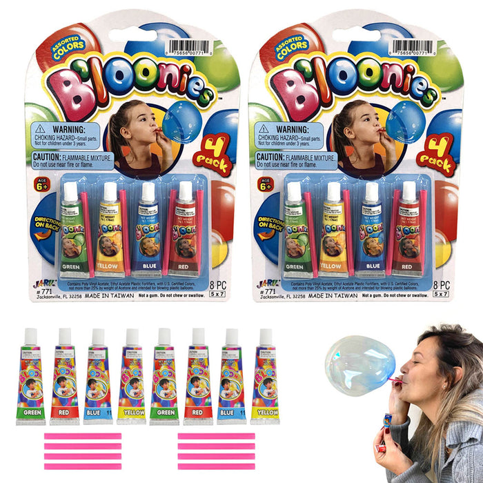 2 Packs B'loonies Blow Plastic Balloons Solutions Bloonies Kids Fun 8 TUBES