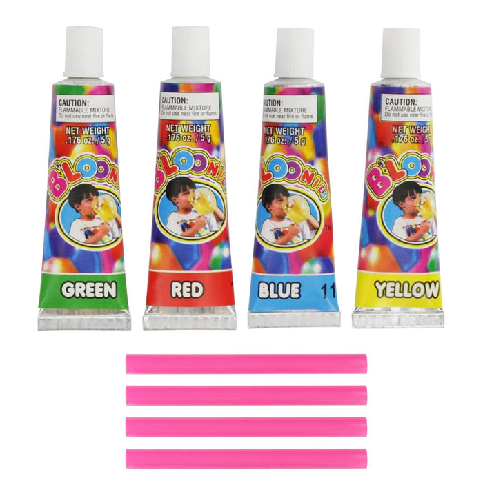 4 Tubes Bloonies Assorted Colors Blow Plastic Balloons B'loonies Fun Kids Party