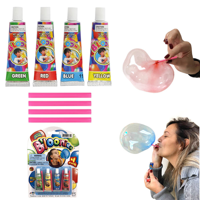 4 Tubes Bloonies Assorted Colors Blow Plastic Balloons B'loonies Fun Kids Party
