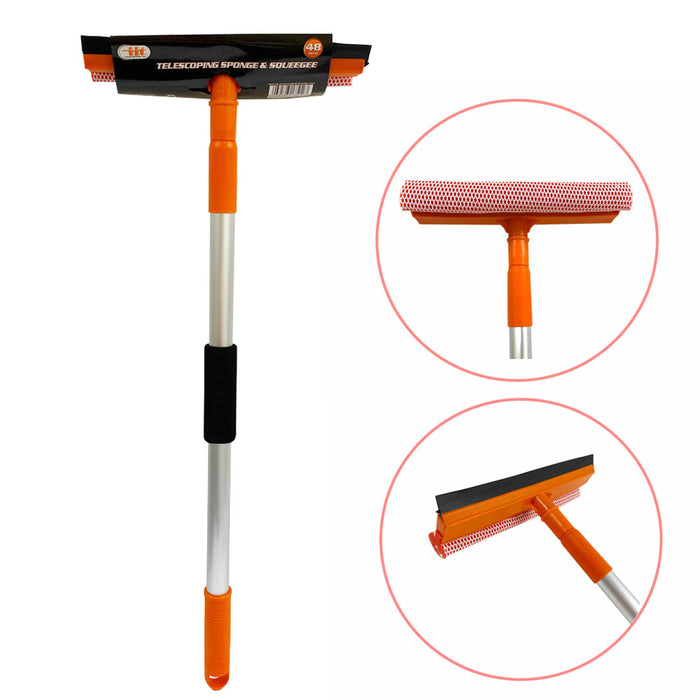 1 Telescopic Window Cleaner Car Squeegee 3 Feet Long Handle Washer Wiper Brush