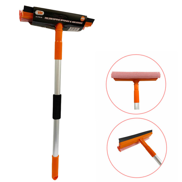 1 Telescopic Window Cleaner Car Squeegee 3 Feet Long Handle Washer Wiper Brush