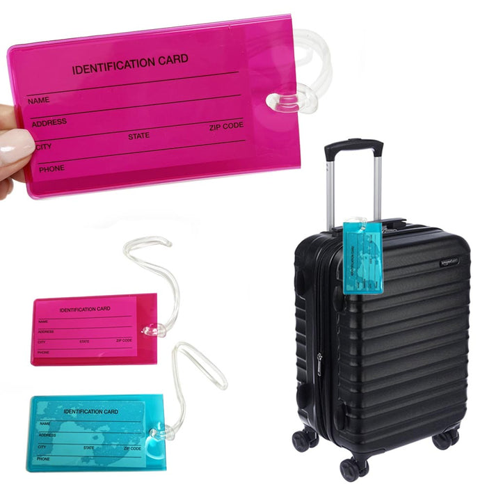 4 Pcs Jelly Luggage Tags Label Strap Name Address ID Suitcase Bag Baggage Travel