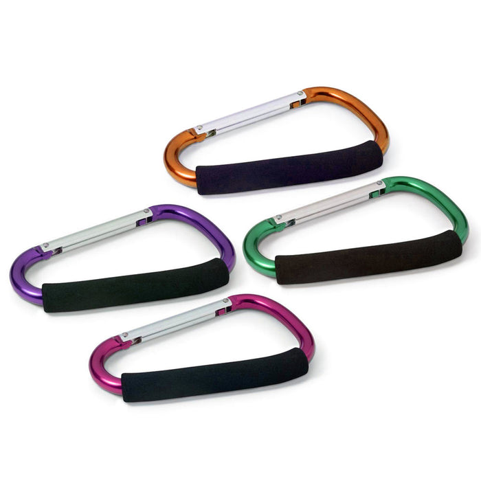 4 Pack Grocery Bag Holder Handle Aluminum Carabiners Strong Large Stroller Hooks