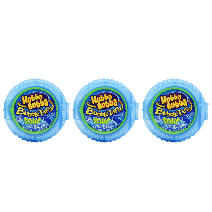 3 Pack Hubba Bubba Sour Blue Raspberry Bubble Gum Tape Fun Chewing Gum 18ft