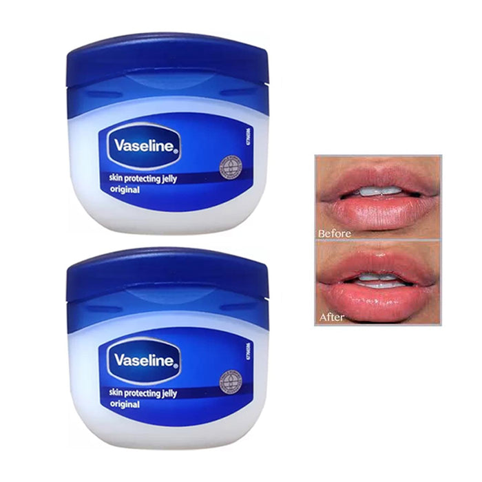 2pc Vaseline Original Therapy Lip Balm Gloss Glowing 0.25 Oz Petroleum Mini Jars
