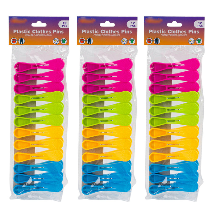 36 Heavy Duty Plastic Clothes Pins Clothespins Laundry Clips Bag Hangs Clothing