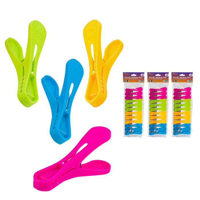 36 Heavy Duty Plastic Clothes Pins Clothespins Laundry Clips Bag Hangs Clothing
