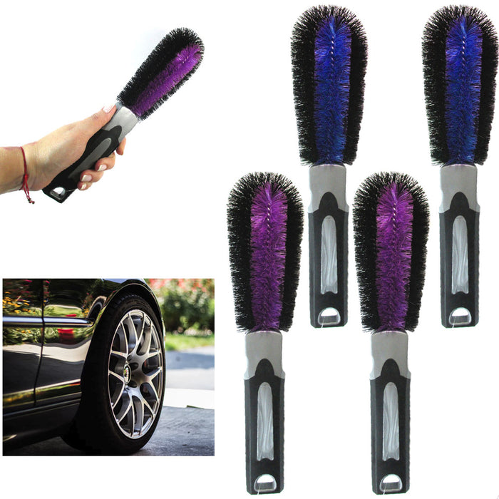 AllTopBargains 4 Pack Car Wheel Detailing Brush Tire Rim Scrub Car Wash Cleaning Tool Auto