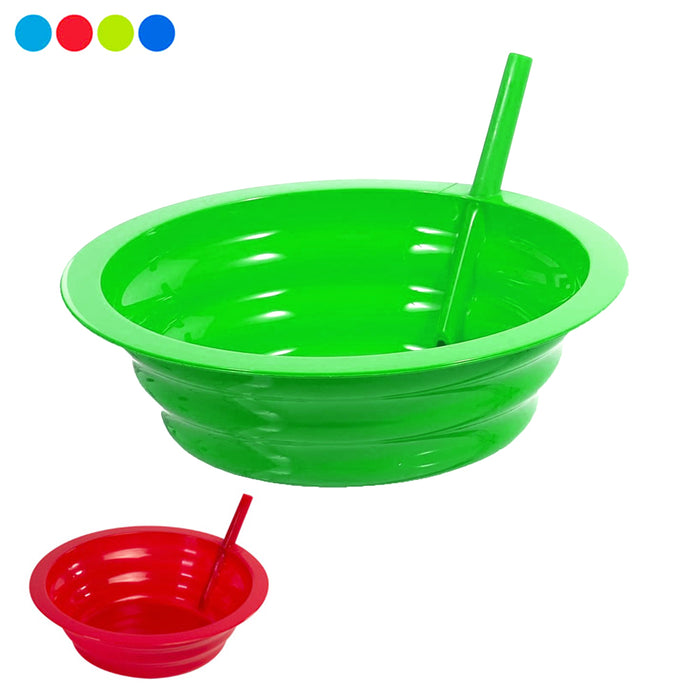 2 Pack Kids Sip Bowl Built In Straw Plate Cereal Drink Crunch Snack Feed Feeding