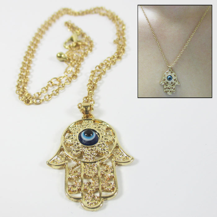 Evil Eye Hamsa Hand Fatima Judaica Kabbalah Charm Pendant Necklace Jewelry Gifts