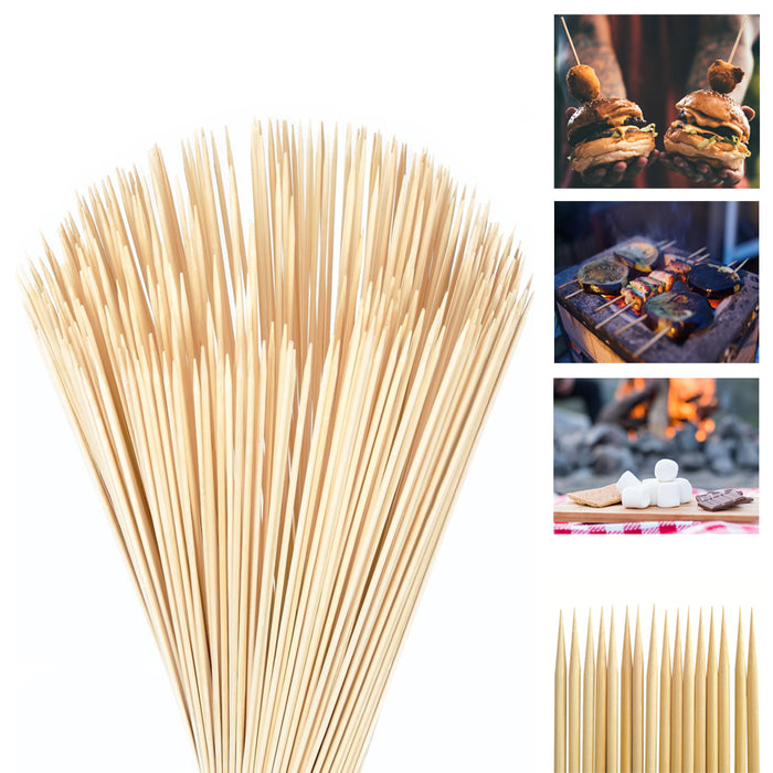 100 Pc Bamboo Skewers Wooden Sticks 12" Wood BBQ Shish Kabob Fondue Party Grill