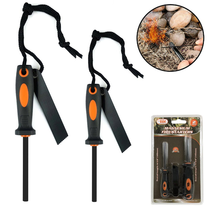 2 Emergency Outdoor Fire Starter Magnesium Flint Stone Camping Lighter Survival