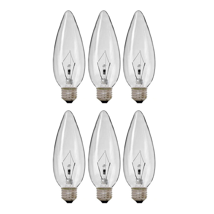 6 Candelabra Light Bulbs Clear 40W 120V E26 Soft Lighting Chandelier Sconce Lamp
