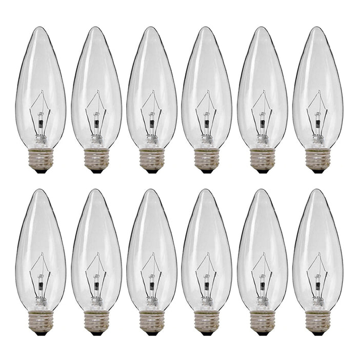 12 Replacement Candelabra Light Bulbs E26 Clear 40W Chandelier Sconce Lamp 120V