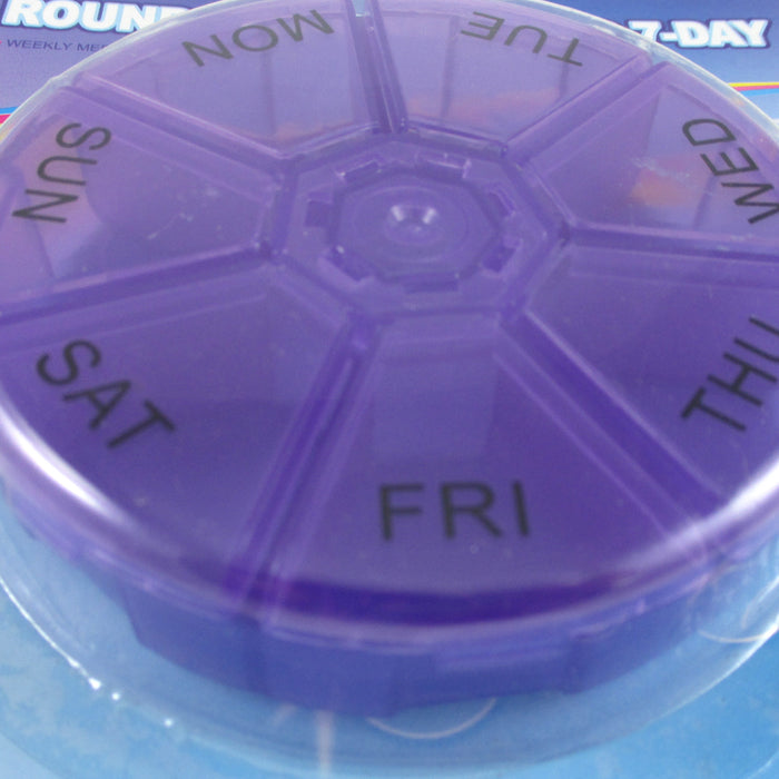 2 Round 7 Day Pill Box Medicine Organizer  Daily Weekly Medication Holder Travel