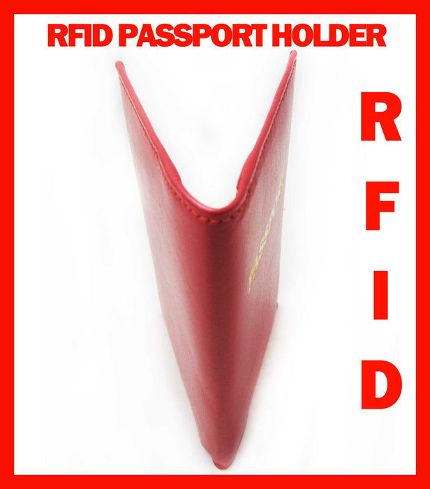Red Leather Passport Holder RFID Blocking Case Cover Access Reader Id Travel New