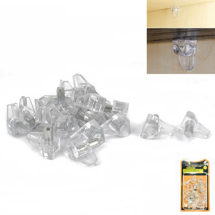 20 Pcs 3/16" Inch Clear Plastic Shelf Support Pin Pegs Cabinet Book Shelves 50Lb