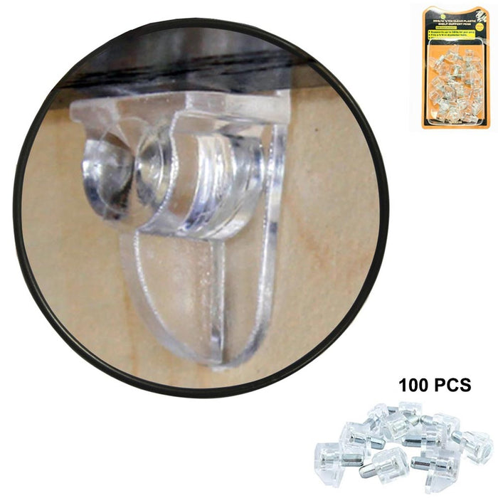 100 Clear Plastic Shelf Support Pin Peg 3/16" Inch Book Shelves 50 Lb Cabinet