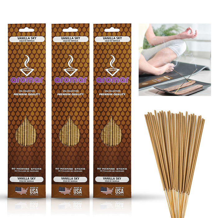 60 PC Premium Quality Incense Sticks Vanilla Sky Scent Aroma Therapy Hand Dipped