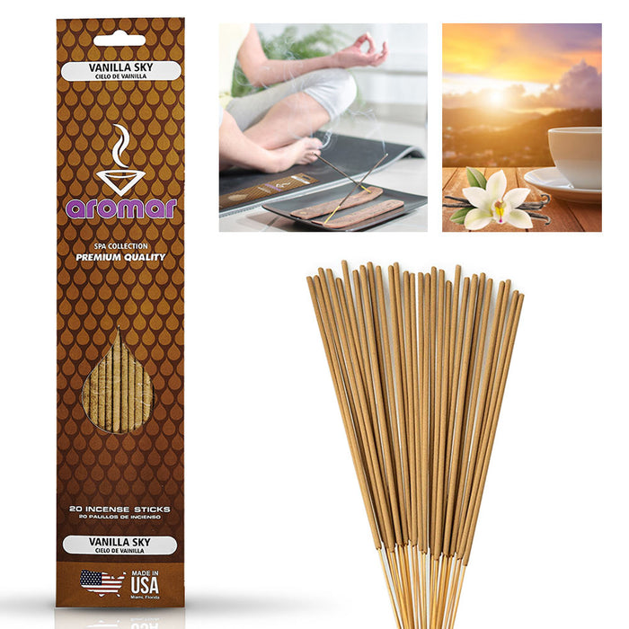 20 Incense Sticks Vanilla Sky Scent Burning Fragrance Aroma Therapy Hand Dipped
