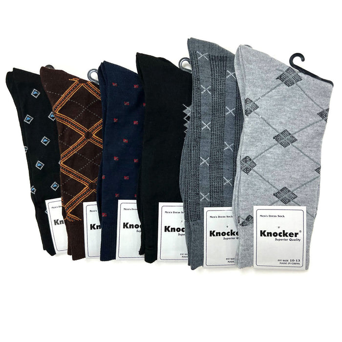 12 Pairs Mens Dress Socks Colorful Patterned Happy Crew Lightweight Socks 10-13
