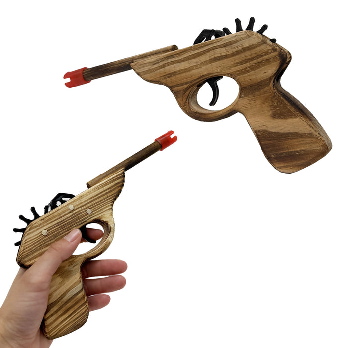1 Wooden Rubber Band Gun Shot Pistol Toy Shooter Kids Cowboy Classic Boys Gift