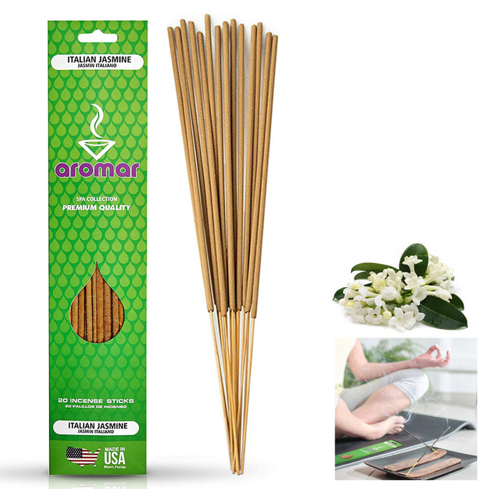 20 PC Premium Quality Incense Sticks Italian Jasmin Scent Hand Dipped Home Aroma