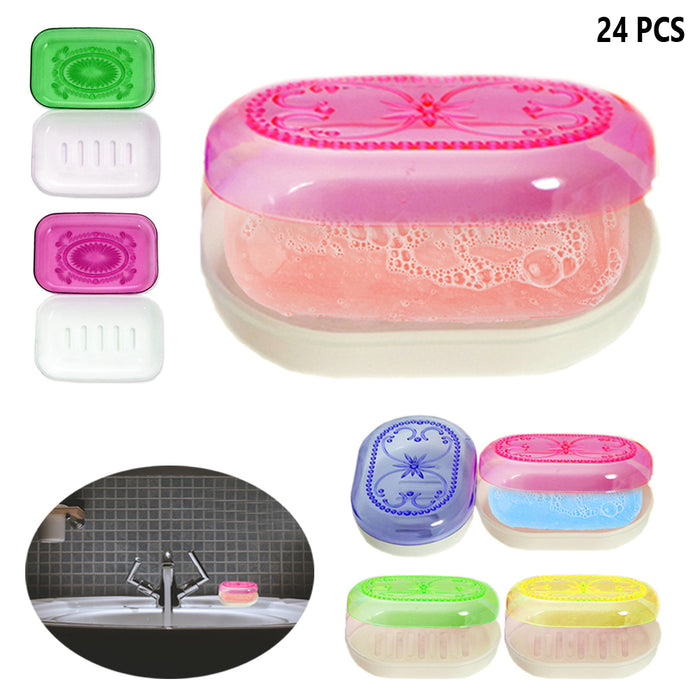 24 Pack Soap Dispenser Dish Case Holder Travel Carry Case Container Box Bathroom