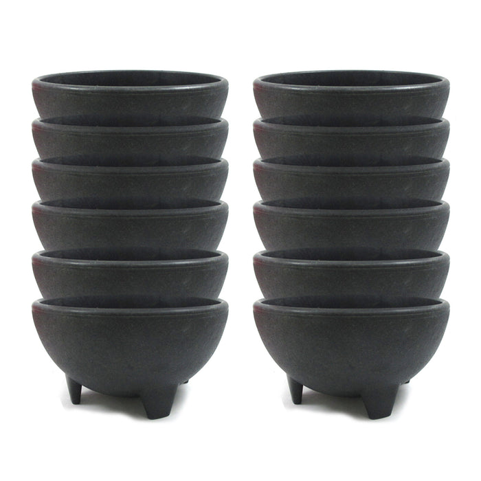 12 Salsa Bowls Mexican Serving Bowls 4.6" D Chips Guacamole Molcajete Dish Snack