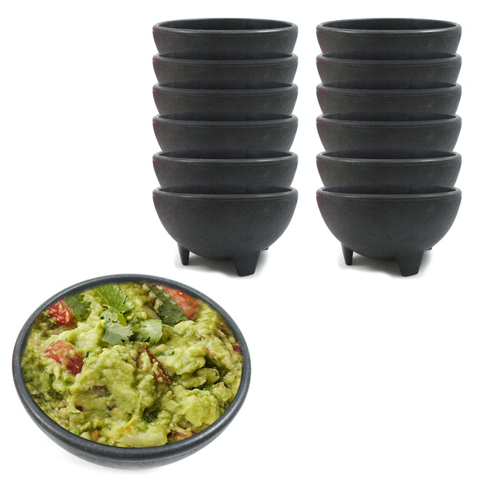 12 Salsa Bowls Mexican Serving Bowls 4.6" D Chips Guacamole Molcajete Dish Snack