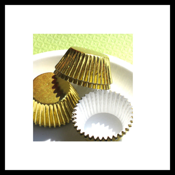 90 Cupcake Muffin Liners Foil Gold Baking Cups Bake Pastry Party Run Standard !!