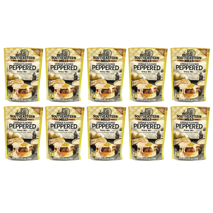 10 Packets Old Fashioned Gravy Mix Southeastern Mills Peppered Sausage Flavored