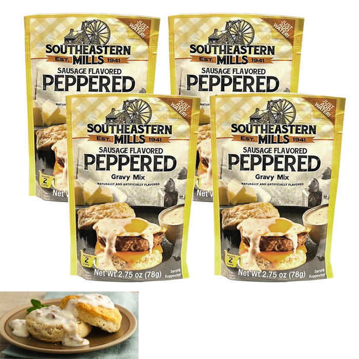 4pk Southeastern Mills Old Fashioned Peppered Gravy Mix Sausage Flavored 2.75oz