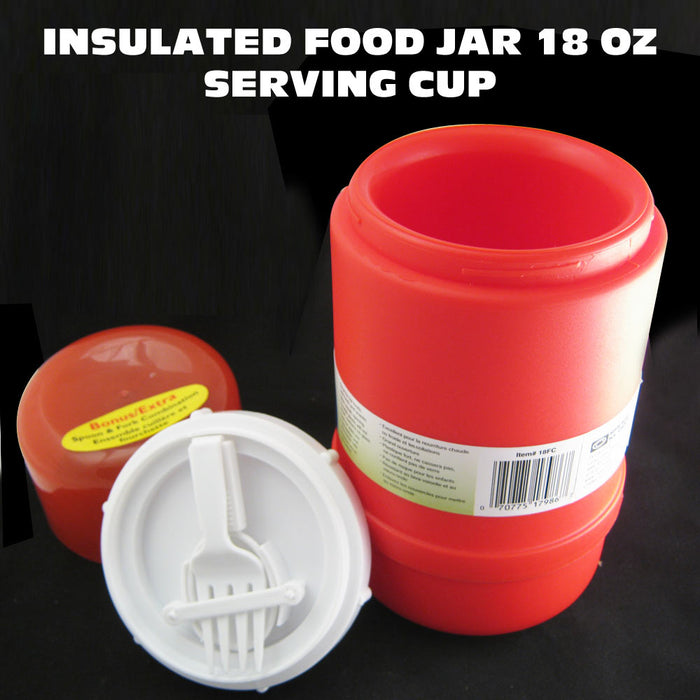 INSULATED FOOD JAR THERMO HOT COLD FOOD LUNCH BAG CONTAINER BOWL SPOON FORK 18oz