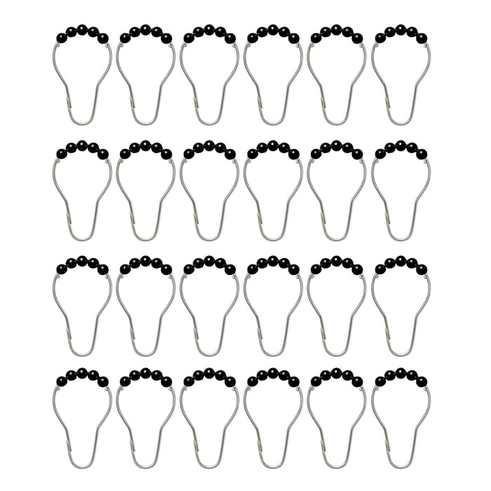 24 Pack Shower Curtain Rings Heavy Duty Hooks Bathroom Easy Glide Decorative Rod