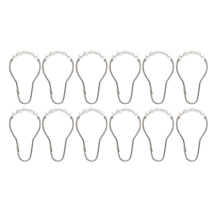 12 Metal Shower Curtain Hooks Set Easy Glide Rings Heavy Duty Bathroom Decor Rod