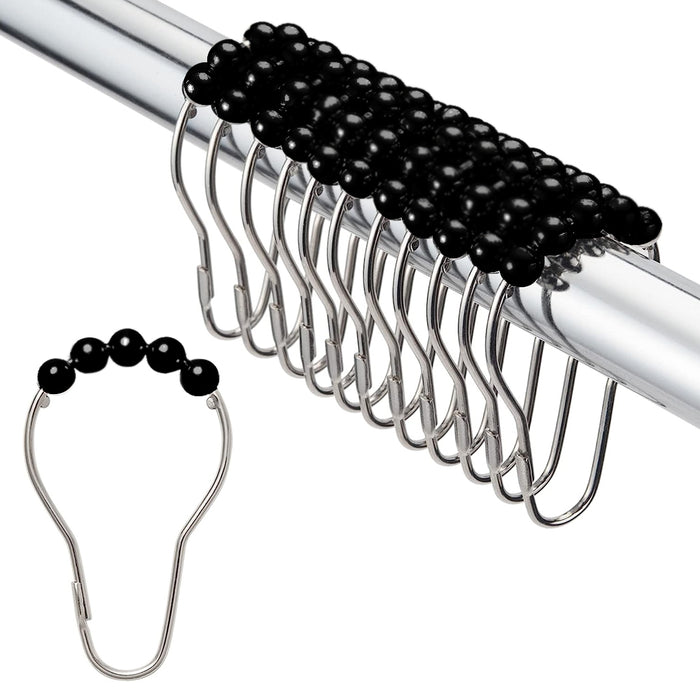 24 Pack Shower Curtain Rings Heavy Duty Hooks Bathroom Easy Glide Decorative Rod