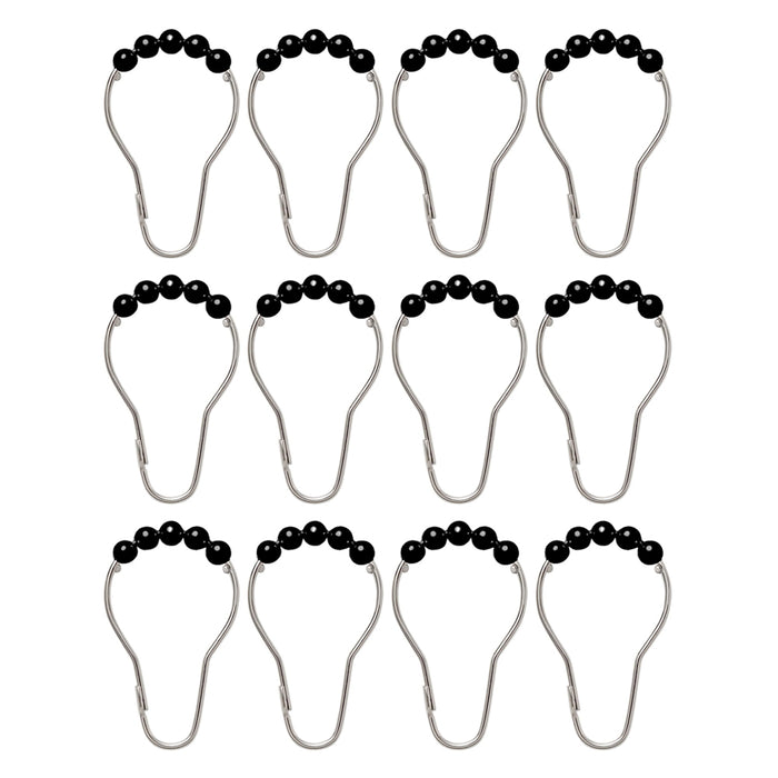12 Metal Shower Curtain Hooks Set Easy Glide Rings Heavy Duty Bathroom Decor Rod