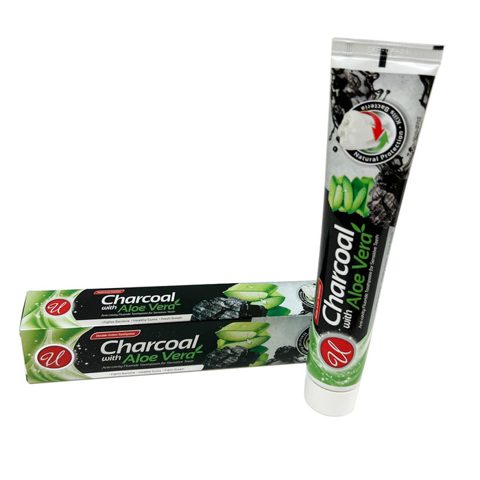 2 Pack Charcoal Toothpaste Aloe Vera Anti Cavity Fluoride Sensitive Teeth Gums