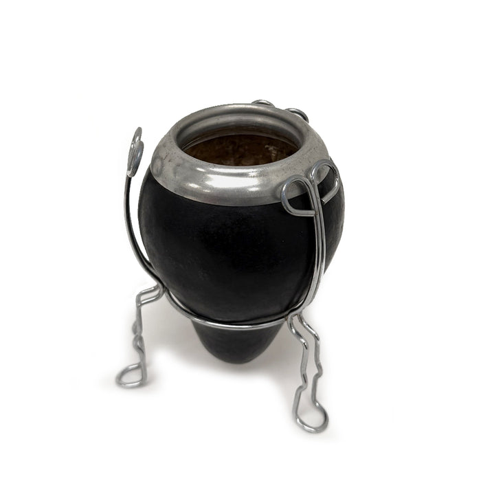 Traditional Argentina Mate Gourd 3 Pc Set Stand & Straw Classic Natural Handmade