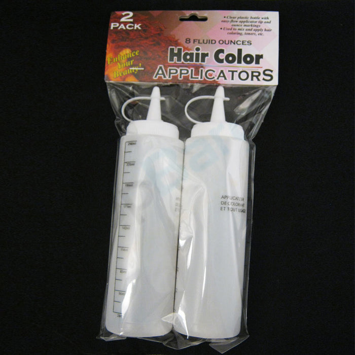 2 Hair Color Applicator Bottles 8 Oz Fluid Mix Coloring Toners Cosmetic Salon !