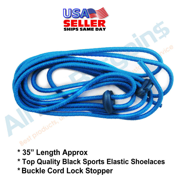 Elastic Shoe Laces Tie Fast Triathlon Marathon Running Run Shoelaces Relief Blue
